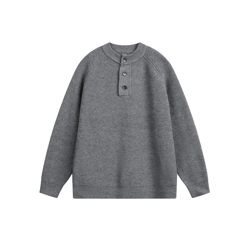 Unisex ribbed sweater with Henley button placket and raglan sleeves Chichicherry
