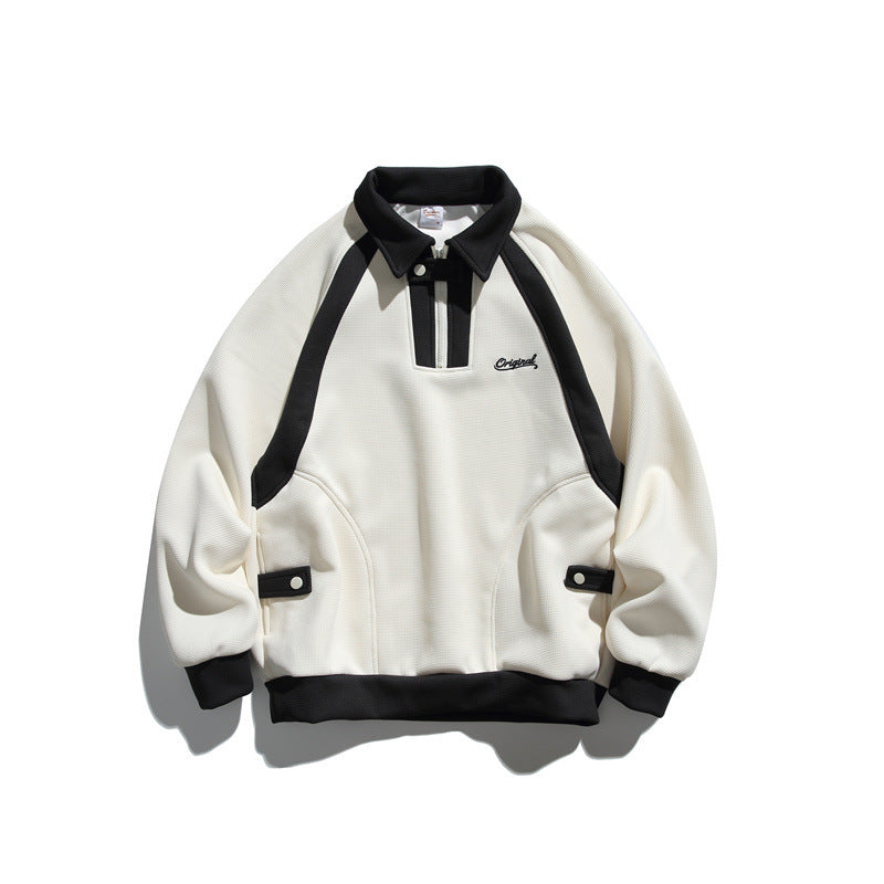 Unisex Oversize Halfzip Sweatshirt with contrasting shirt collar and raglan sleeves Chichicherry