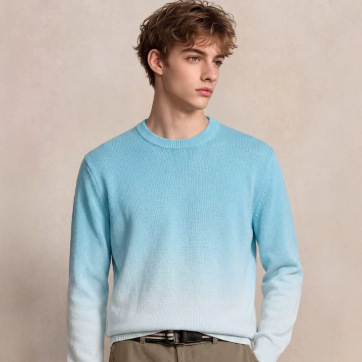 Herren Feinstrick-Pullover mit Dip-Dye-Effekt und Rundhalsausschnitt Chichicherry