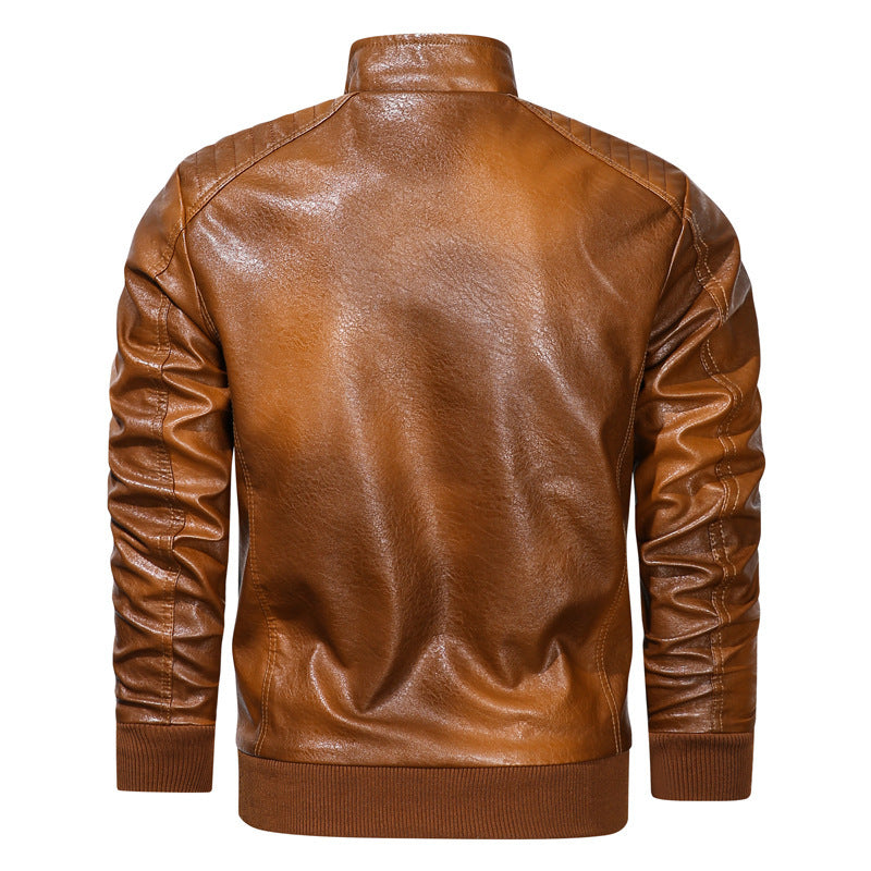 Men's faux leather pilot jacket in aviator look with quilted shoulder area and zippered pockets Chichicherry