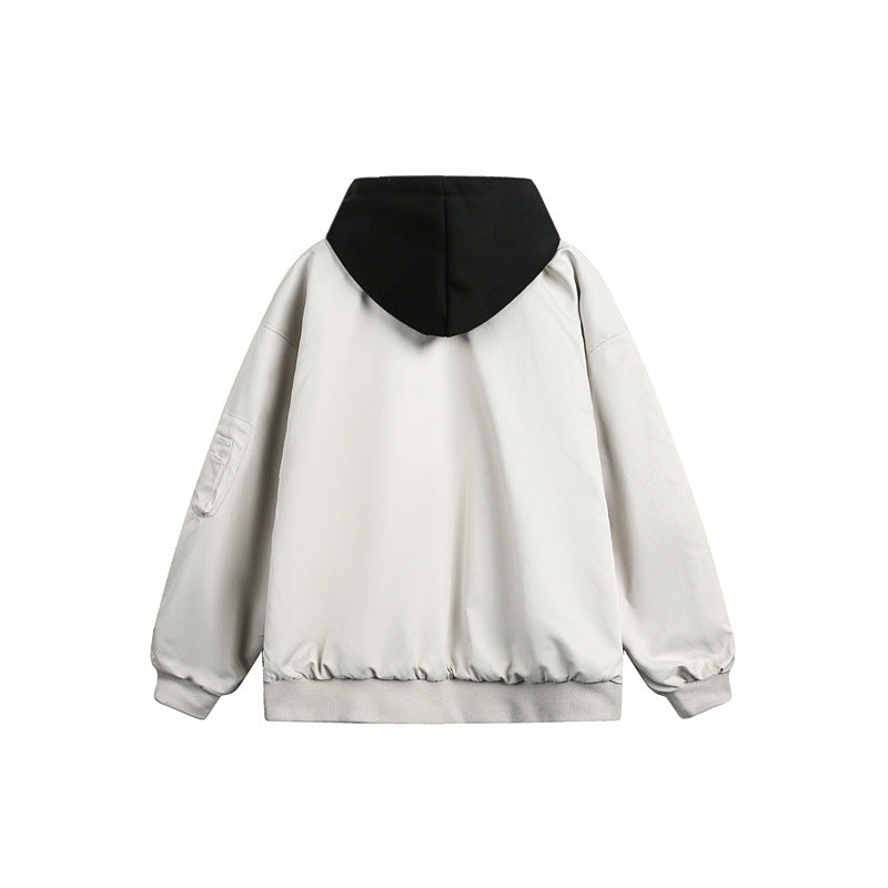 Unisex Boxy Bomber Jacket with integrated hood layer and multifunctional pockets Chichicherry