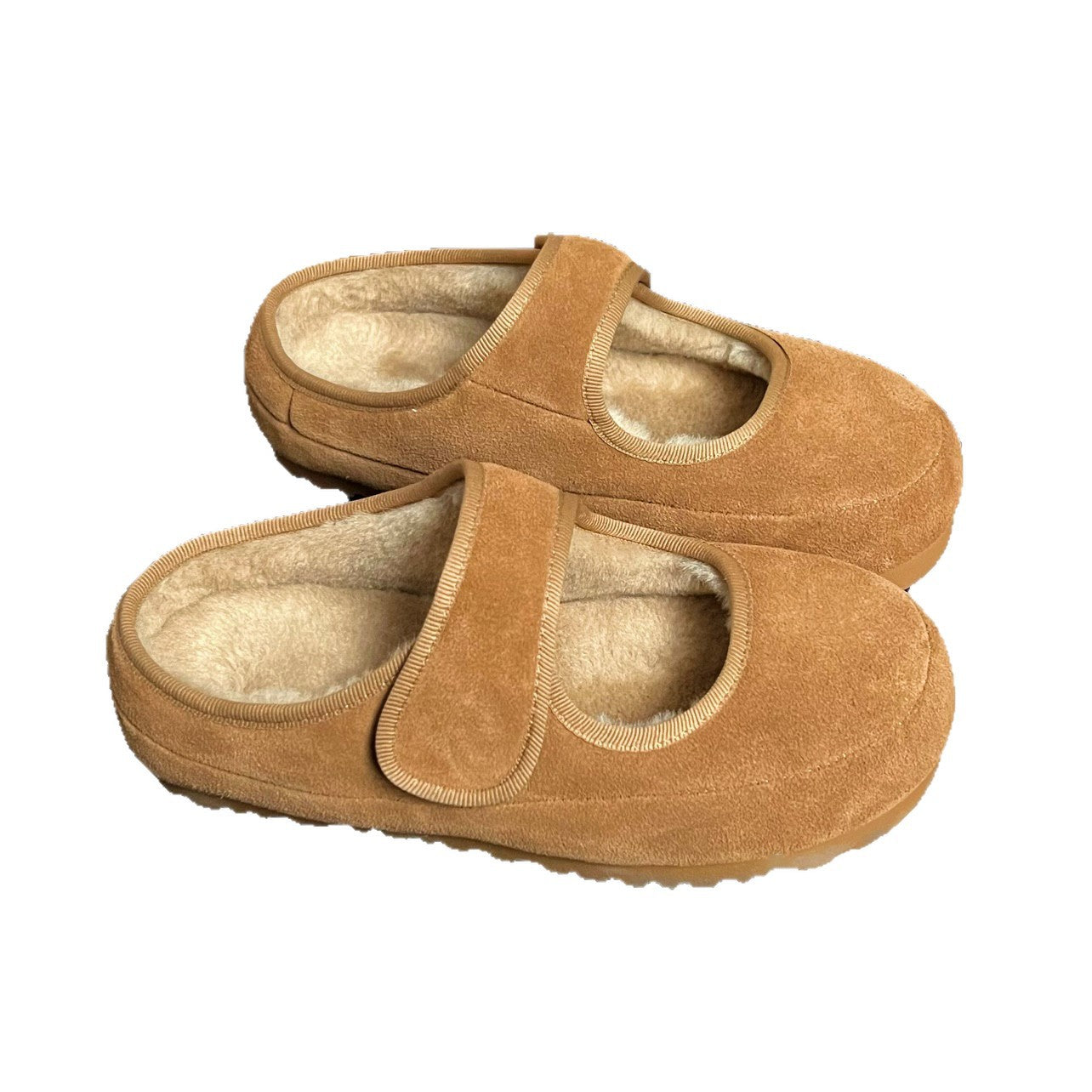 Women's Cozy Velour Mary Jane Slippers with Teddy Lining and Velcro Chichicherry