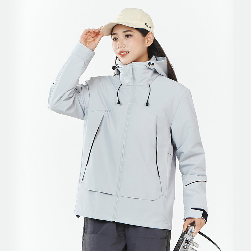 Women's Lightweight Wind and Water Repellent Softshell Trekking Jacket with Adjustable Hood Chichicherry