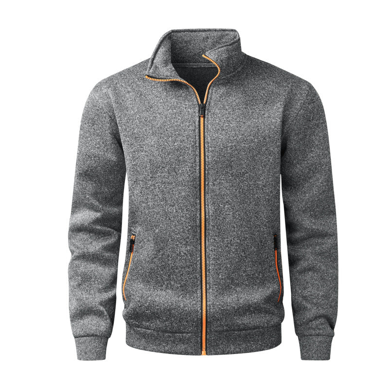 Men's fleece cardigan with full zip, stand collar & neon contrast details Chichicherry