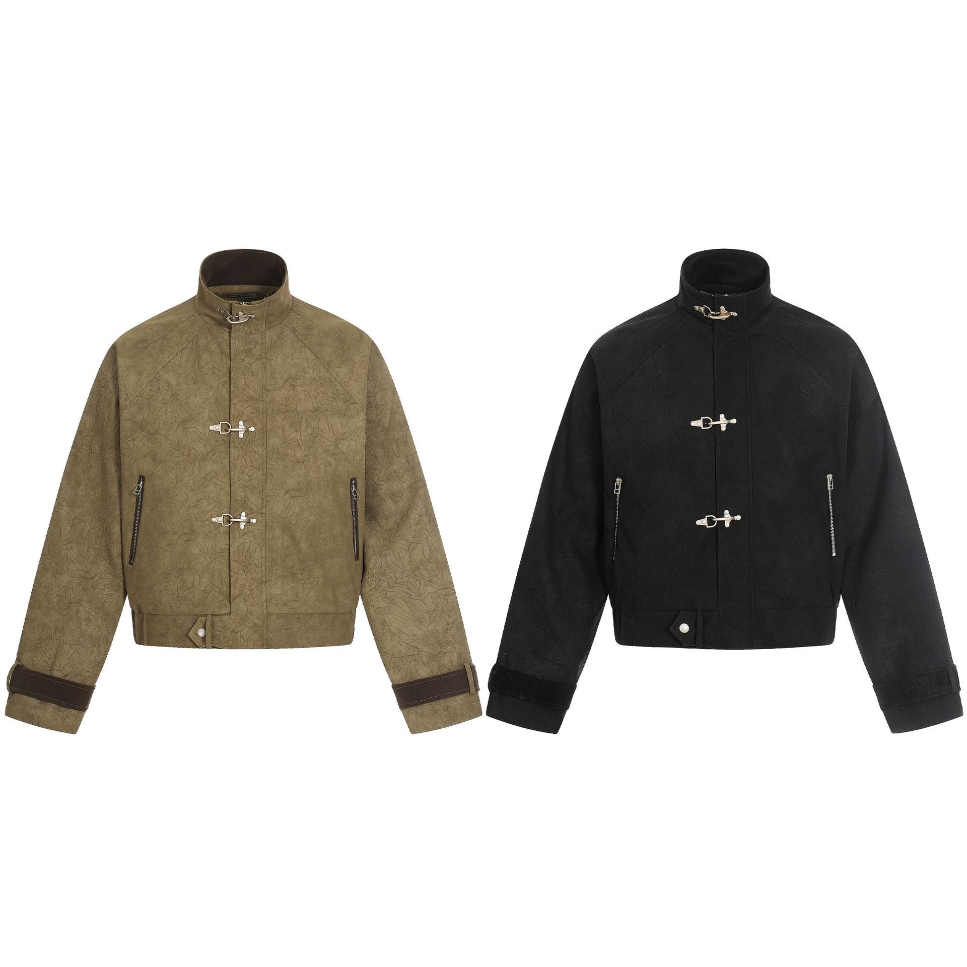 Unisex Short Cut Boxy Blouson with Toggle Closures and Adjustable Cuffs Chichicherry
