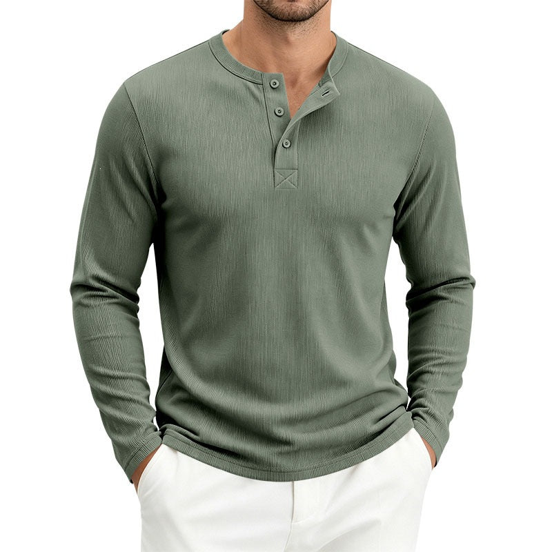 Men's Long Sleeve Waffle Knit Henley Shirt with Button Placket, Thermoregulating and Slim Fit Chichicherry