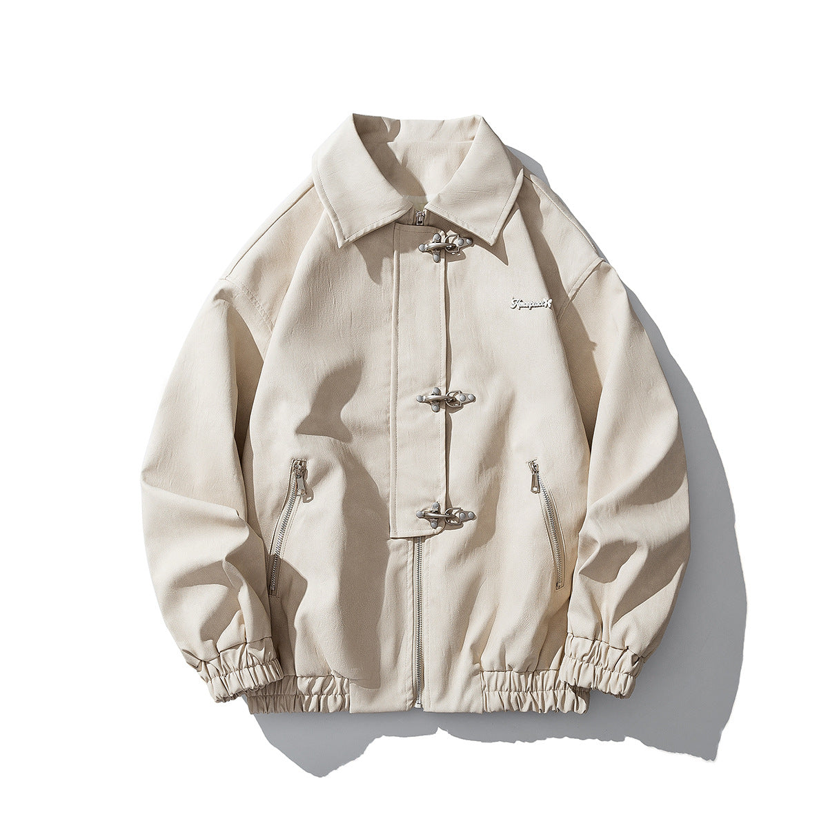 Men's Oversized Velour Jacket with Distinctive Metal Closures and Zipper Pockets Chichicherry