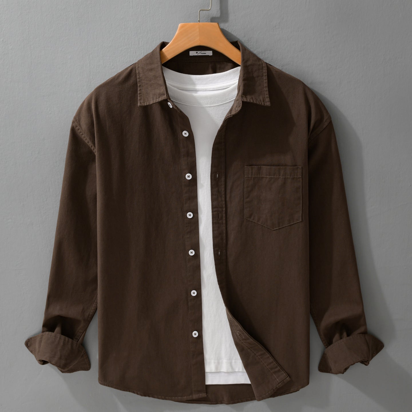 Men's Casual Layering Shirt in Overshirt Style with Soft Cotton Feel and Chest Pocket Chichicherry