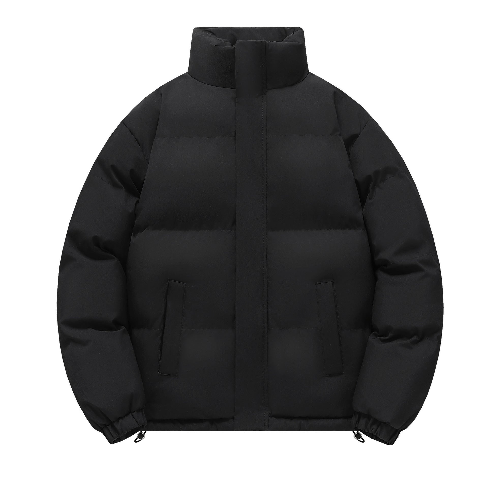 Men's short cut heavily padded quilted jacket with high stand-up collar and drawstring hem Chichicherry