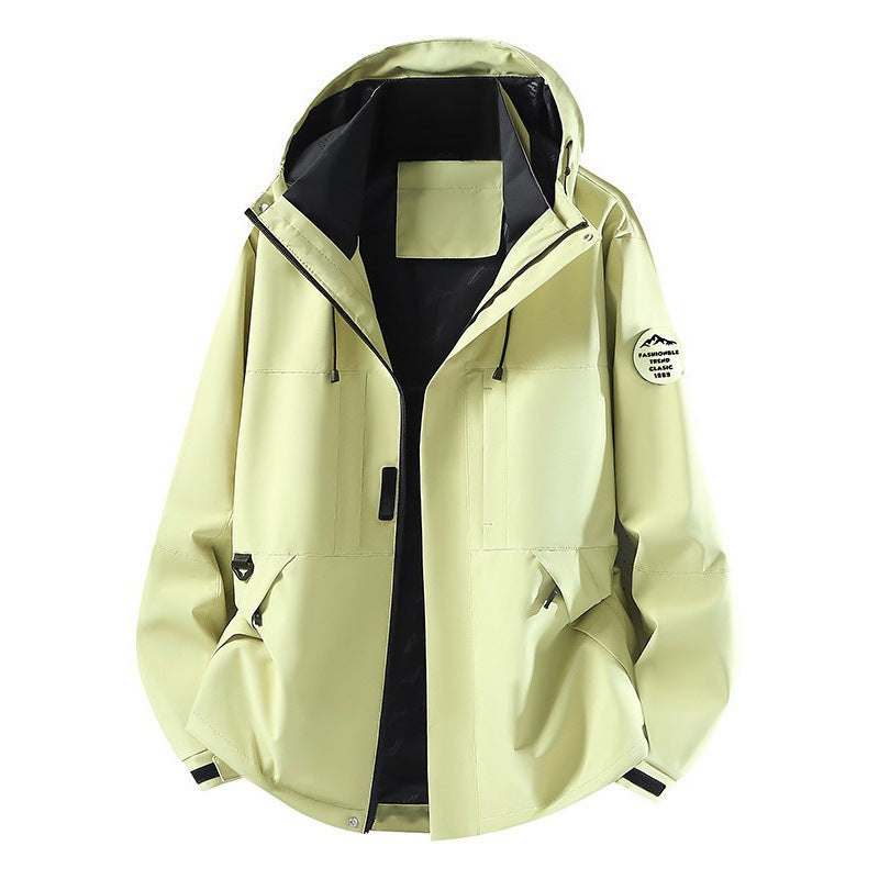 Men's Technical Softshell Hooded Jacket with concealed front zipper and multifunction pockets Chichicherry