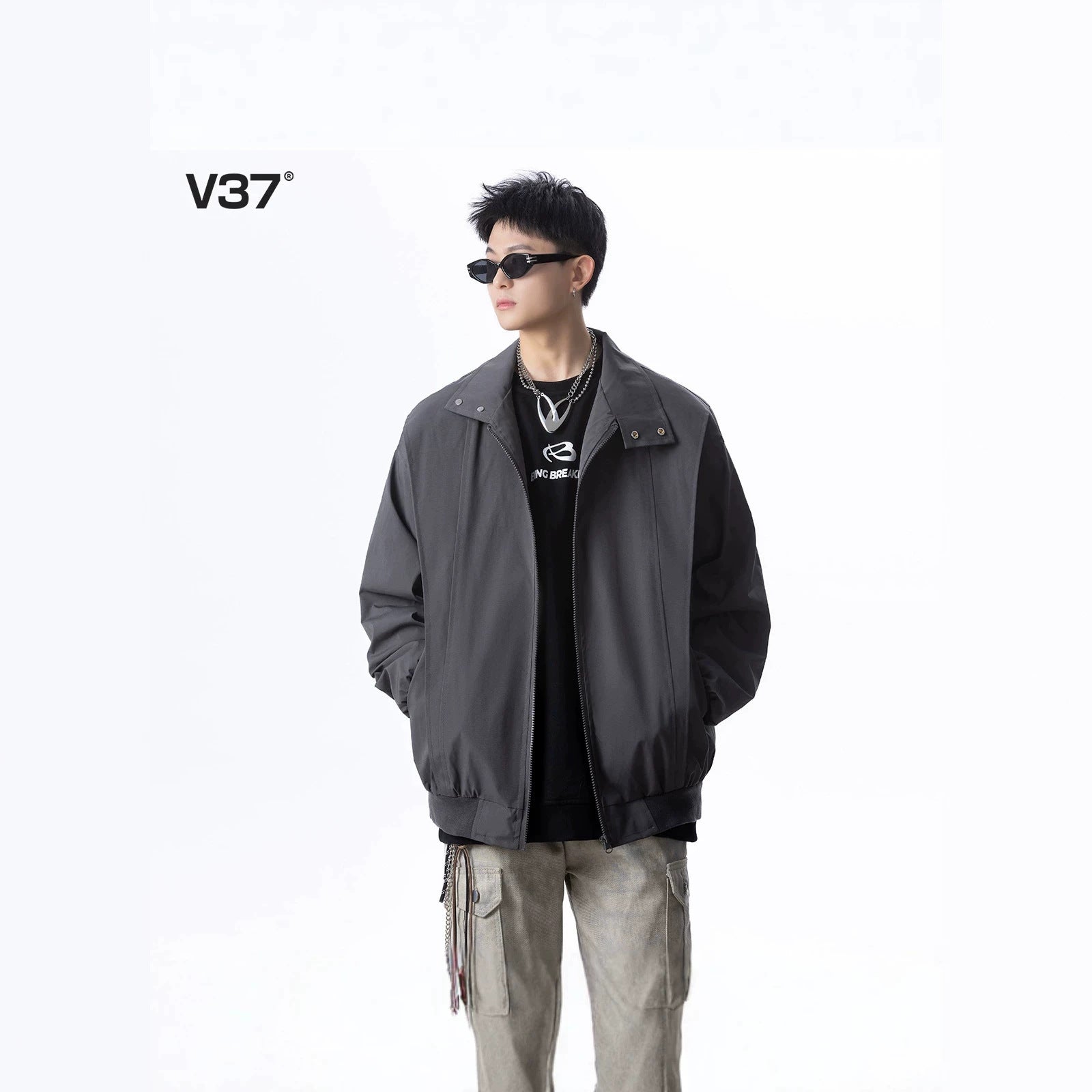 Men's Urban Utility Jacket with High Collar Chichicherry