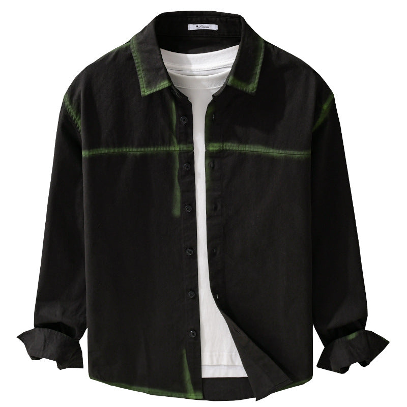 Men's shirt jacket in oversized style with washed edges and classic kent collar Chichicherry