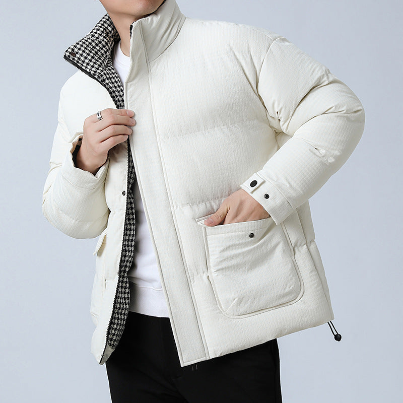 Unisex Padded Quilted Jacket with Large Flap Pockets, Stand-Up Collar, and Ripstop Structure Chichicherry