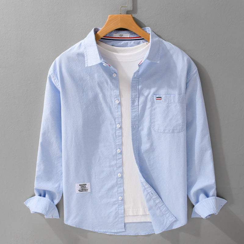 Men's Simple Layering Oxford Shirt with Chest Pocket, Soft-Touch Cotton Blend and Relaxed Fit Chichicherry