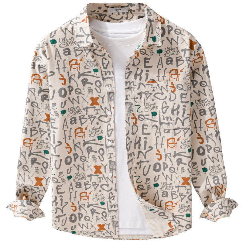 Men's overshirt in urban graffiti letter print made of cotton blend Chichicherry