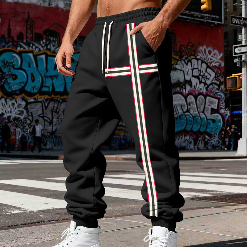 Men's jogging pants with side tape stripe and elastic drawstring waistband Chichicherry