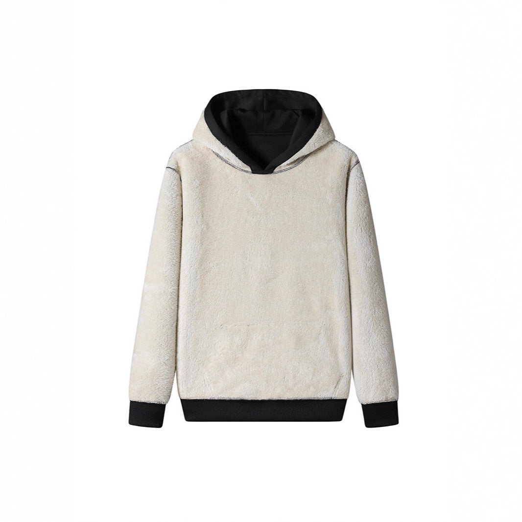 Men's Cozy Teddy Fleece Hoodie with Sherpa Lining and Kangaroo Pocket Chichicherry