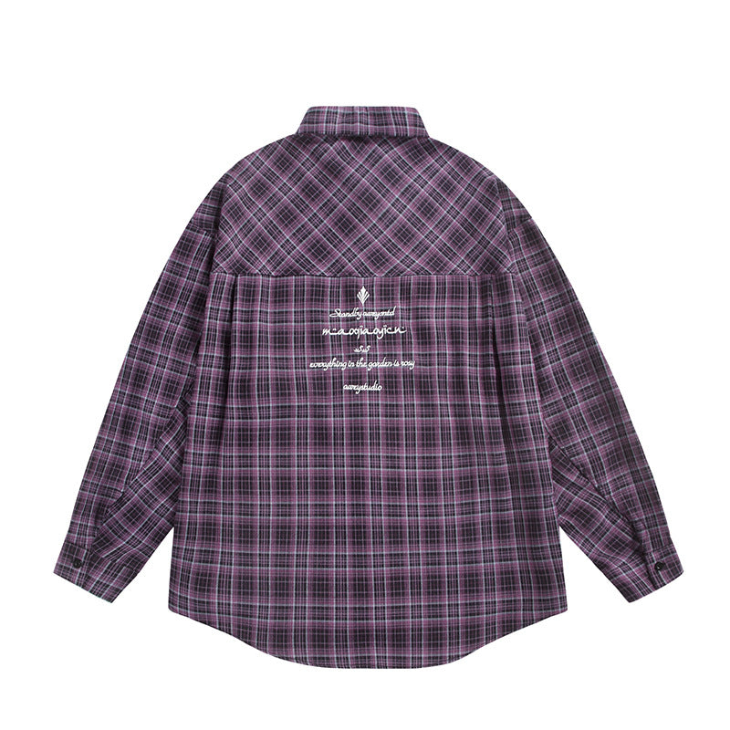 Unisex Check Shirt Jacket in Boxy Cut with Large Chest Flap Pockets and Extended Hem Chichicherry
