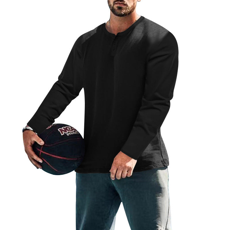Men's Long Sleeve Henley Top made from Cotton Blend Slim Fit Chichicherry