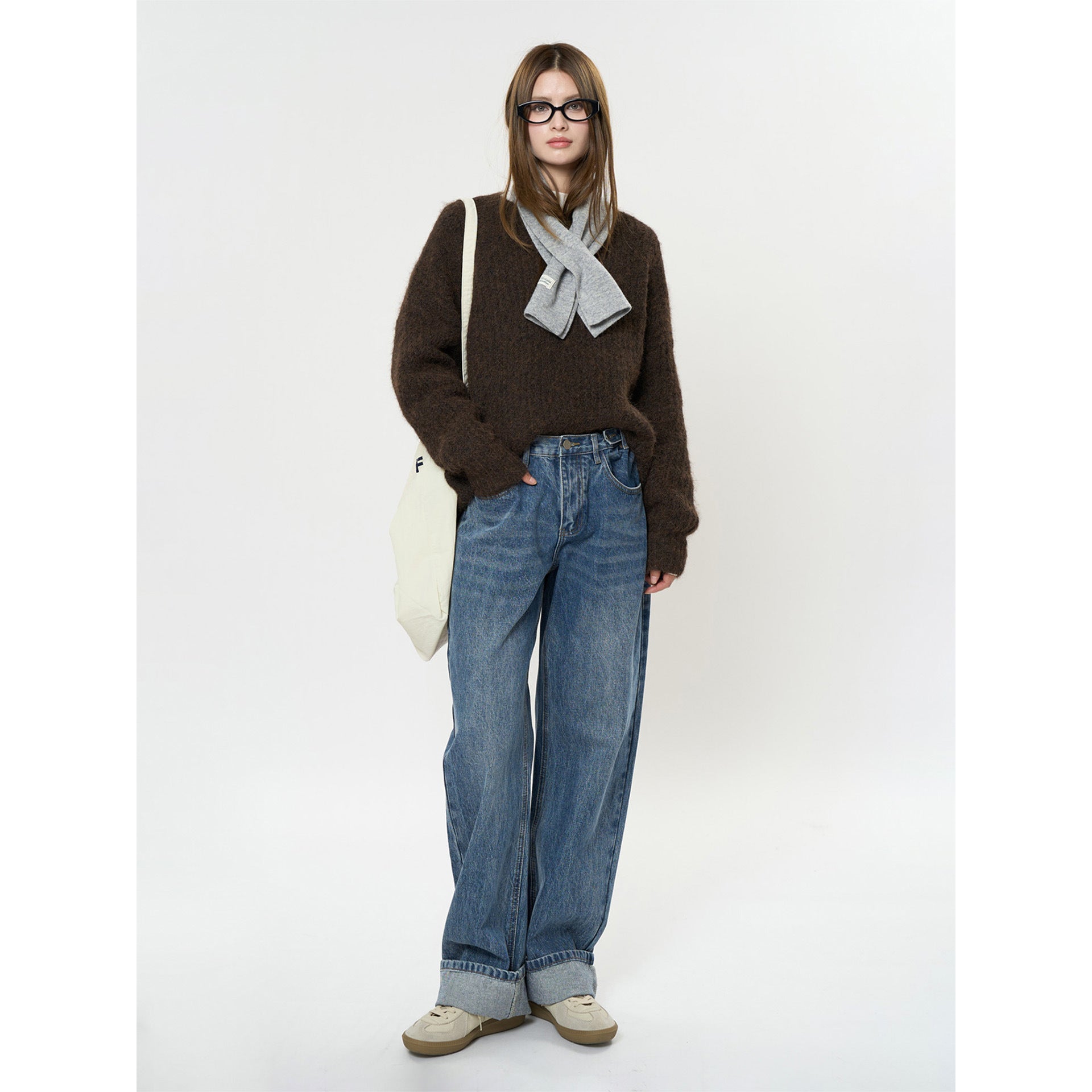 Women's Relaxed Vintage Denim Baggy Jeans with High Waist and Extra Wide Leg Chichicherry