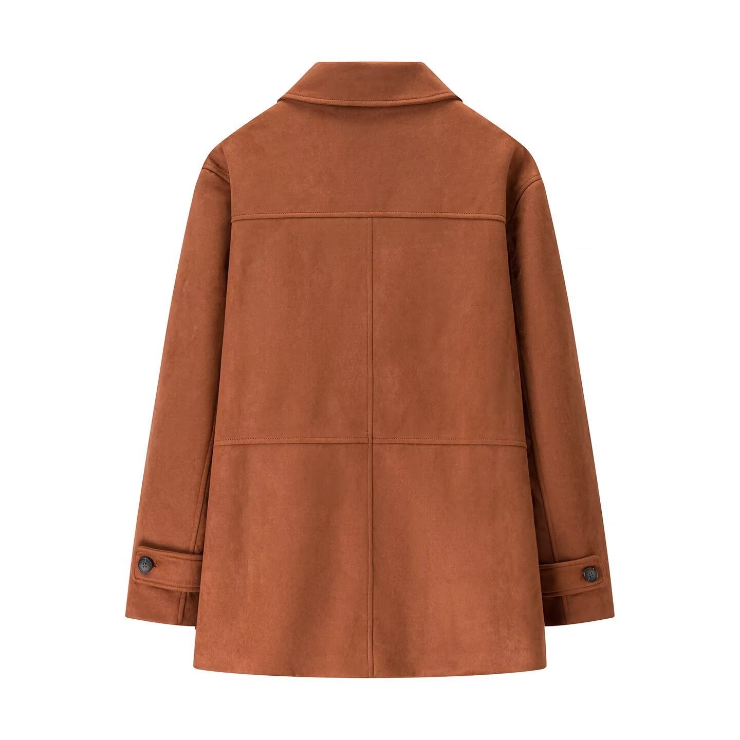 Women's short coat made of suede imitation with shirt collar and patch pockets Chichicherry