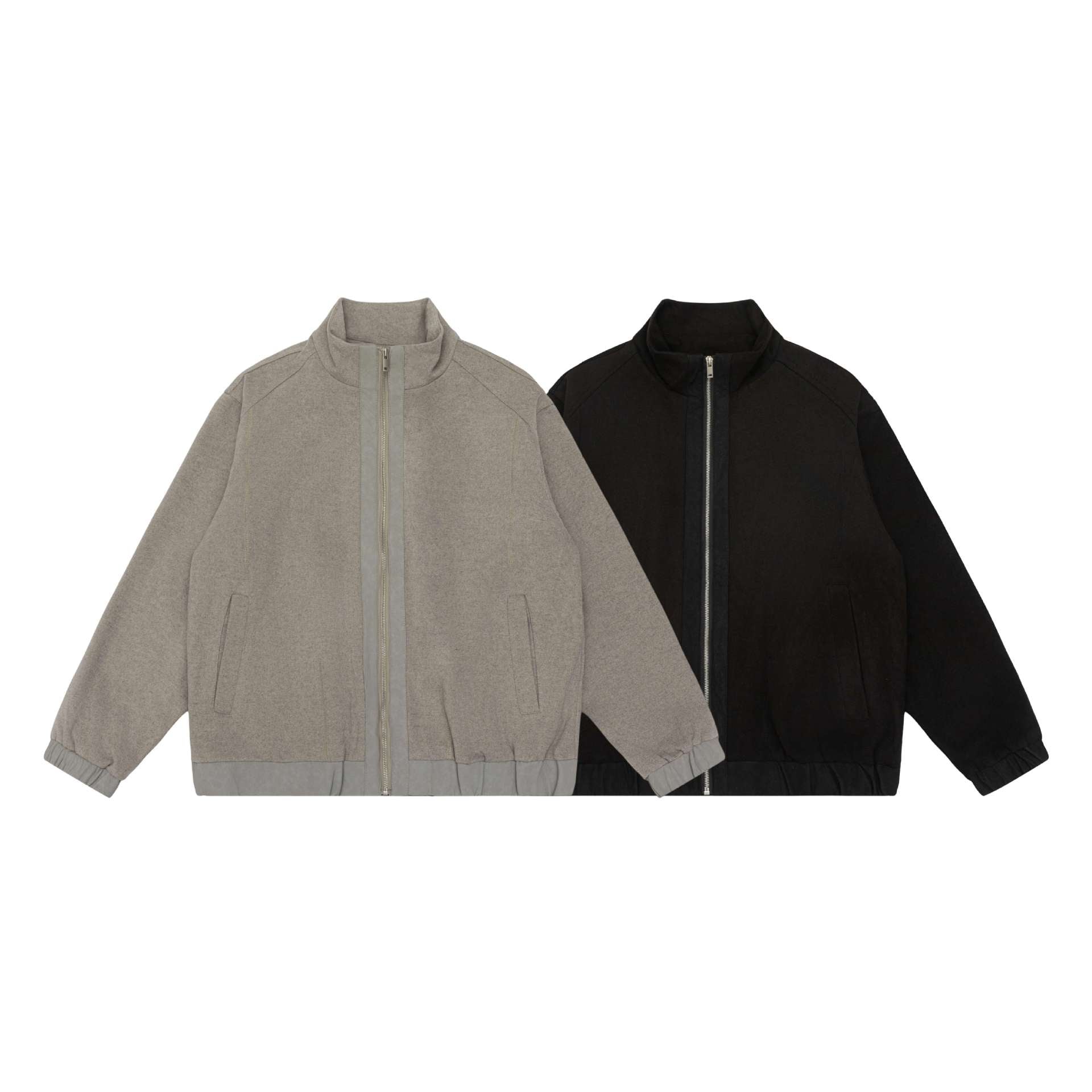 Unisex short jacket in boxy cut made of wool blend with funnel collar and zipper Chichicherry