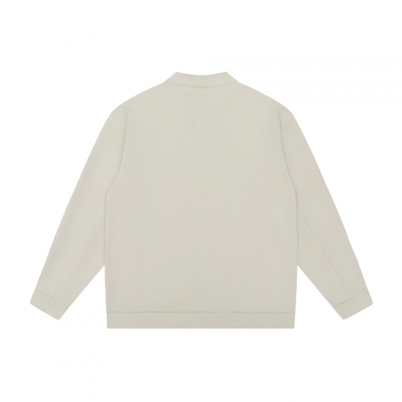 Unisex Minimalistic Oversized Zip Jacket with Stand Collar and Concealed Zipper Pockets Chichicherry