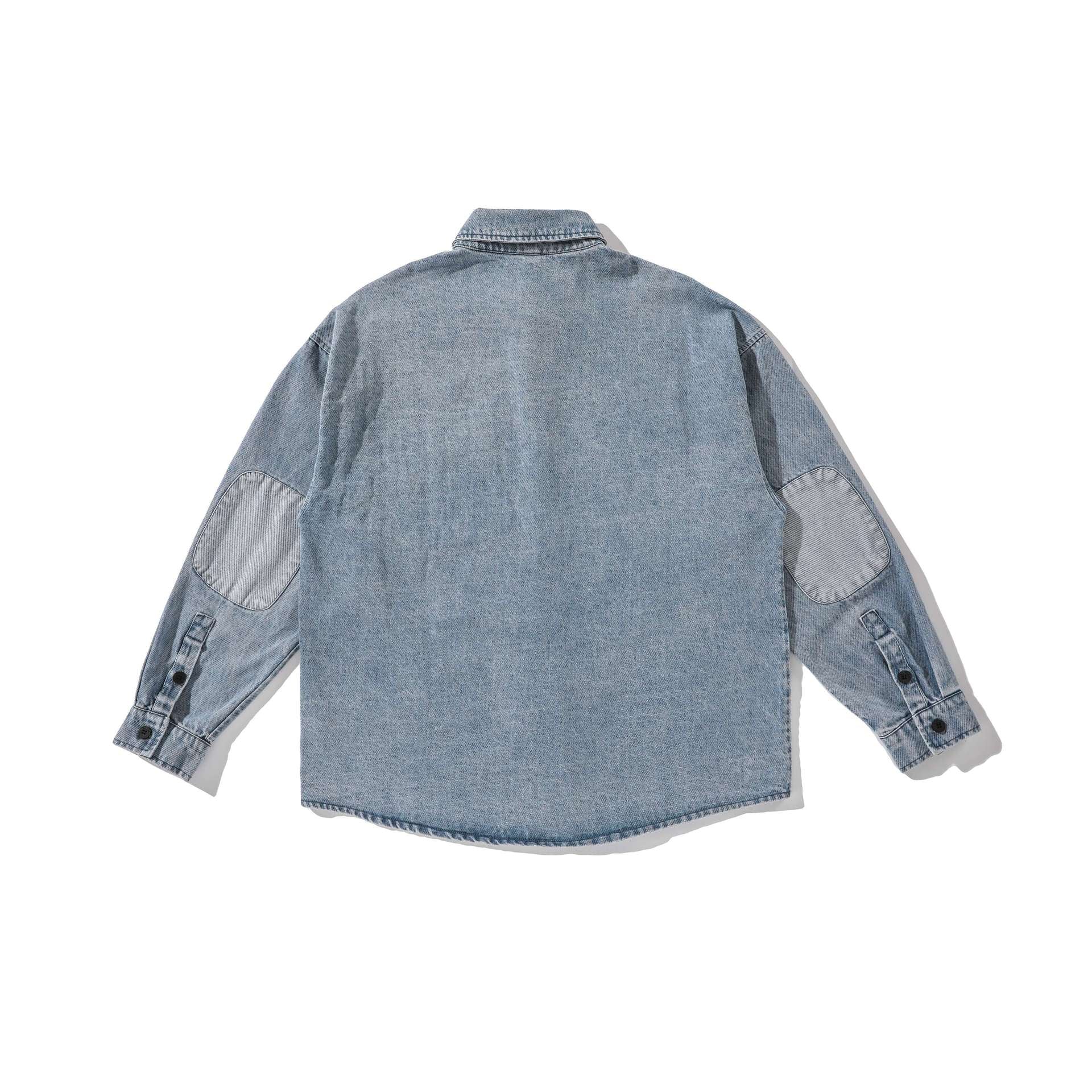 Men's overshirt made of washed denim with rounded hem Chichicherry