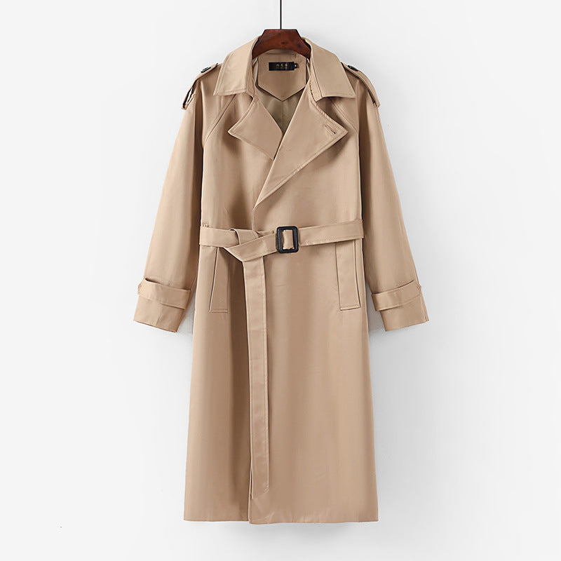 Unisex Longer minimalist trench coat with belt and shoulder epaulets Chichicherry