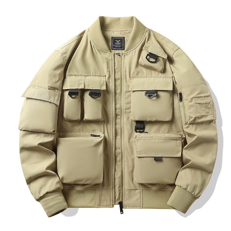 Men's Urban Utility Bomber with Modular Pockets and Zipper Front Chichicherry
