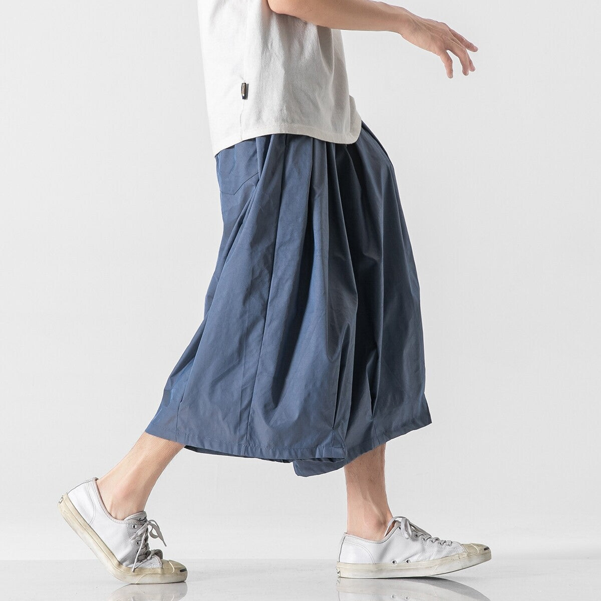 Men's Wide Cut Culotte Lounge Pants with Drop Crotch and Elastic Drawstring Chichicherry