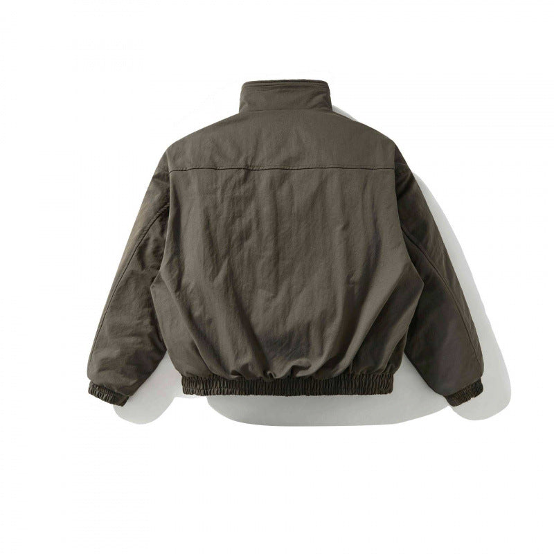 [Unisex Short padded bomber jacket with stand-up collar, zipper and elastic hem] Chichicherry
