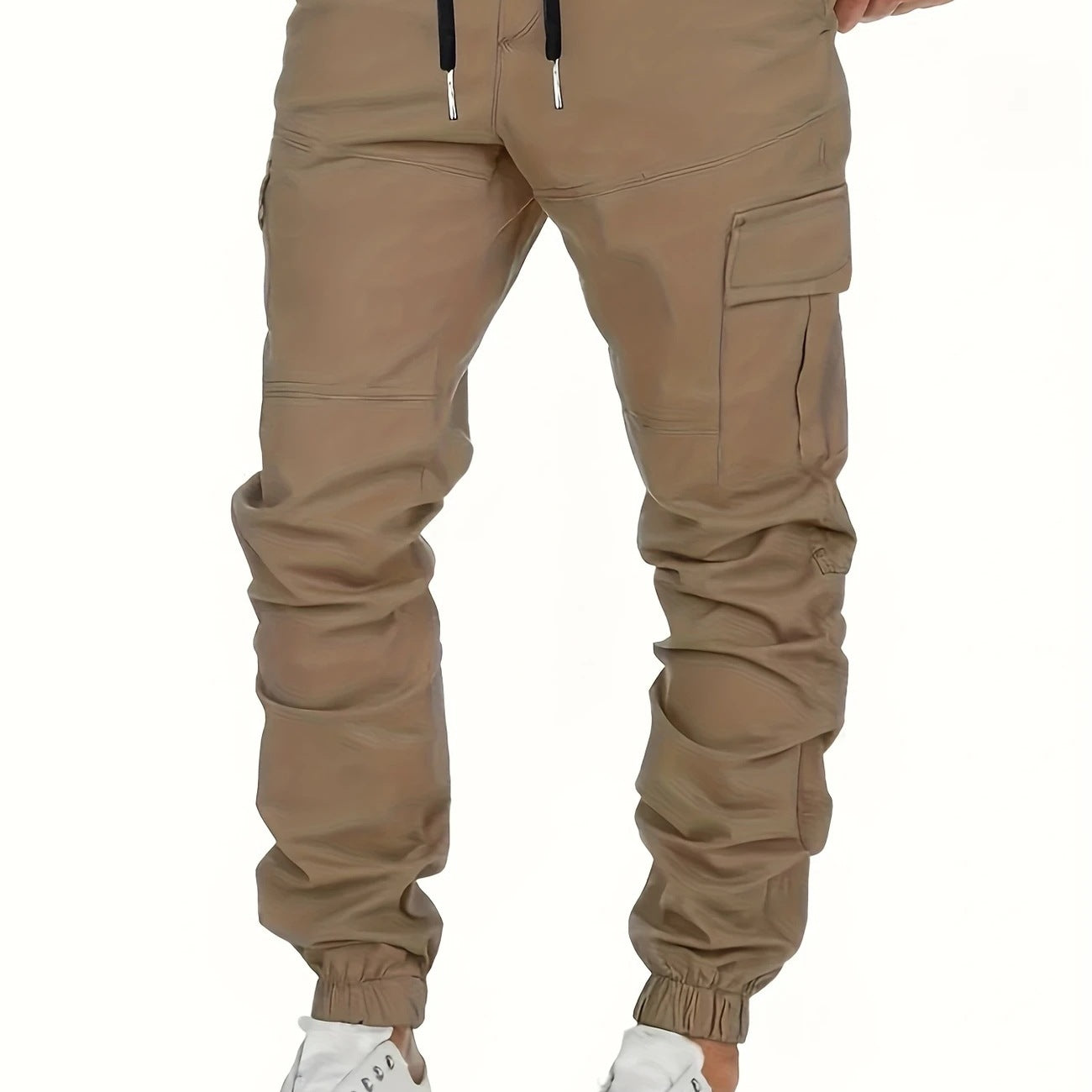 Men's cargo joggers with drawstring, elastic cuffs, and large flap pockets Chichicherry