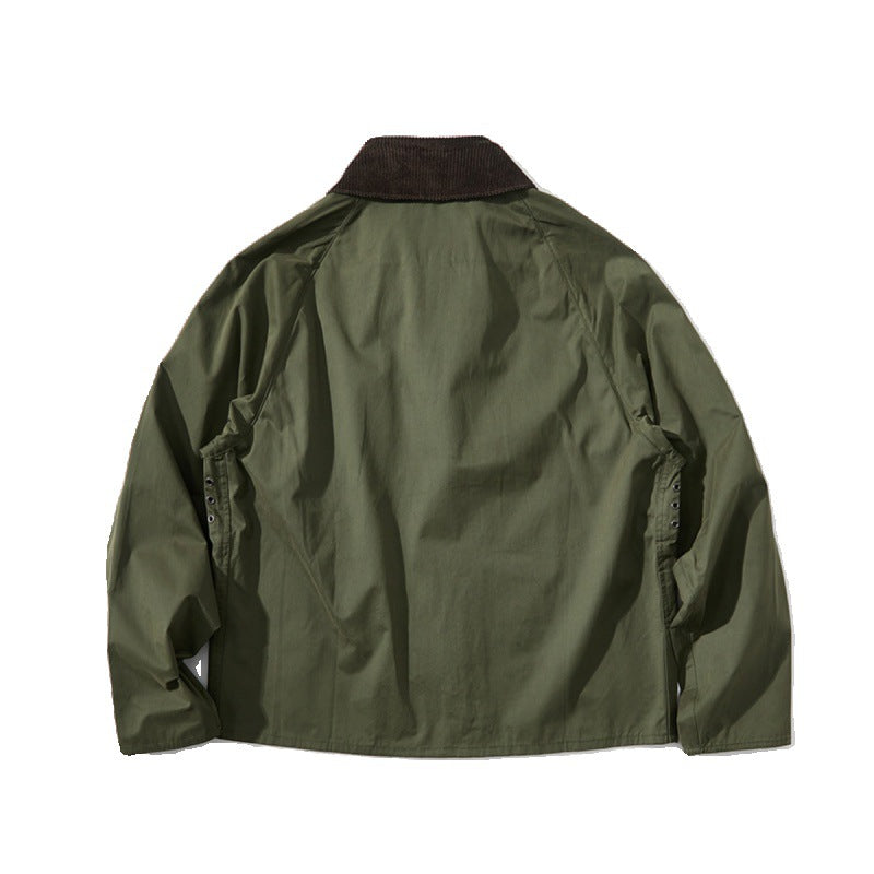 Men's Short Cut Utility Field Jacket with Cord Collar and D-Ring Details Chichicherry