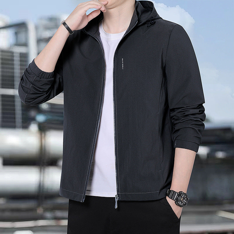 Men's hooded softshell jacket with checked lining, windproof and lightly padded Chichicherry