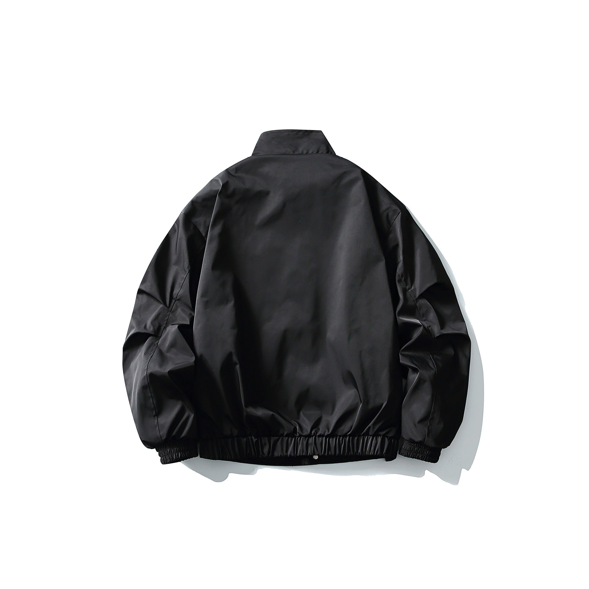 Unisex Short Cut Technical Boxy Bomber with Stand-up Collar, Snap Placket and Elastic Cuffs Chichicherry