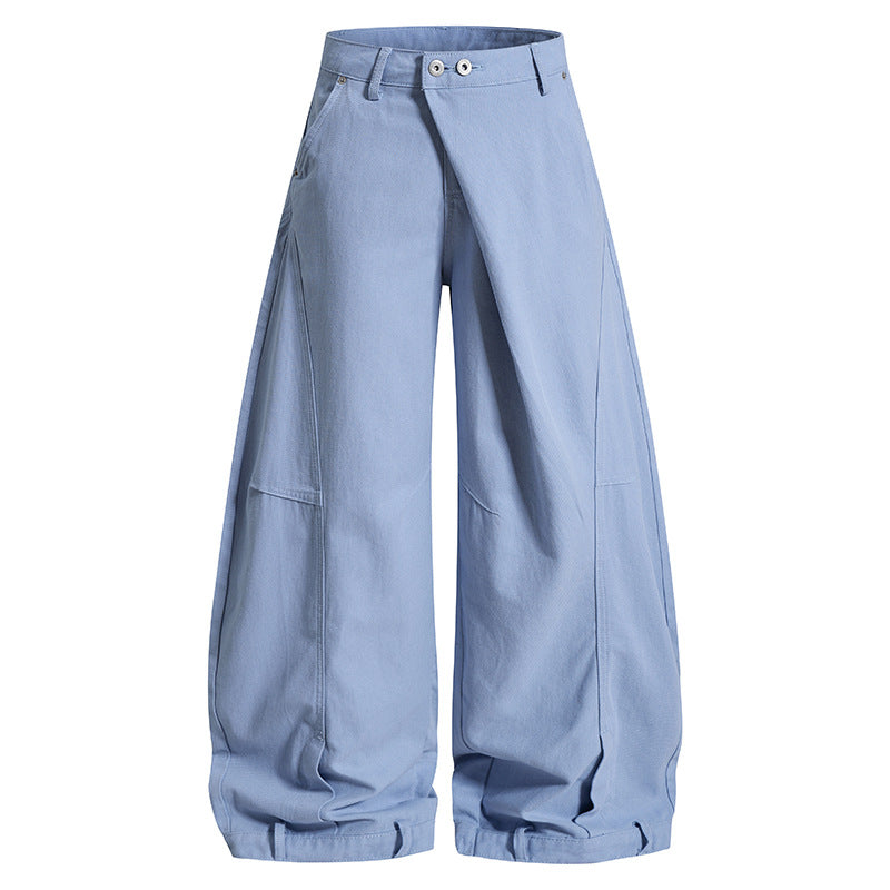Women's Wide High-Waist Culotte Cargo Balloon Pants with Draping and Adjustable Hem Chichicherry