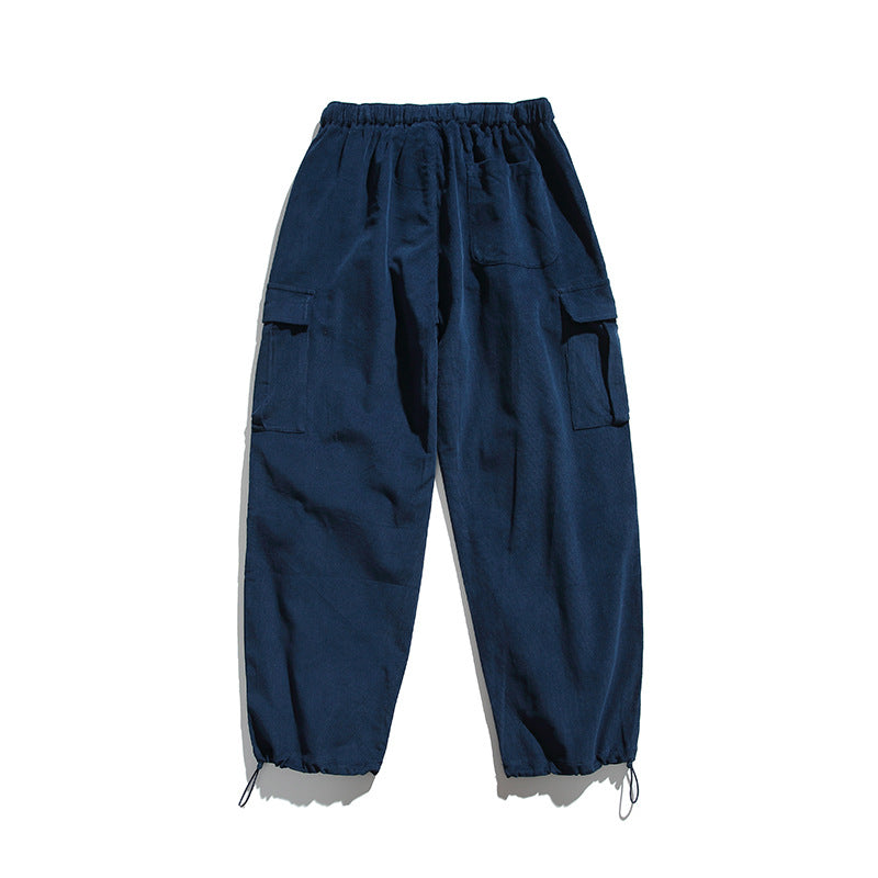 Men's Baggy Cargo Pants with Elastic Waistband, Utility Pockets and Drawstring Closure Chichicherry