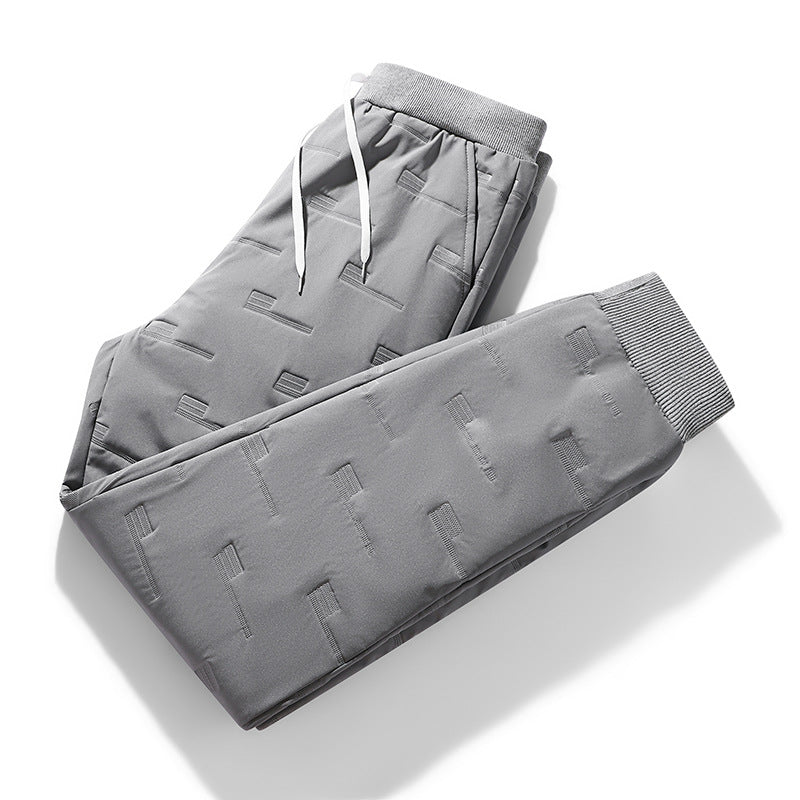 Men's Sportive Jogging Pants with Elastic Waistband, Drawstring, and Ribbed Leg Ends Chichicherry