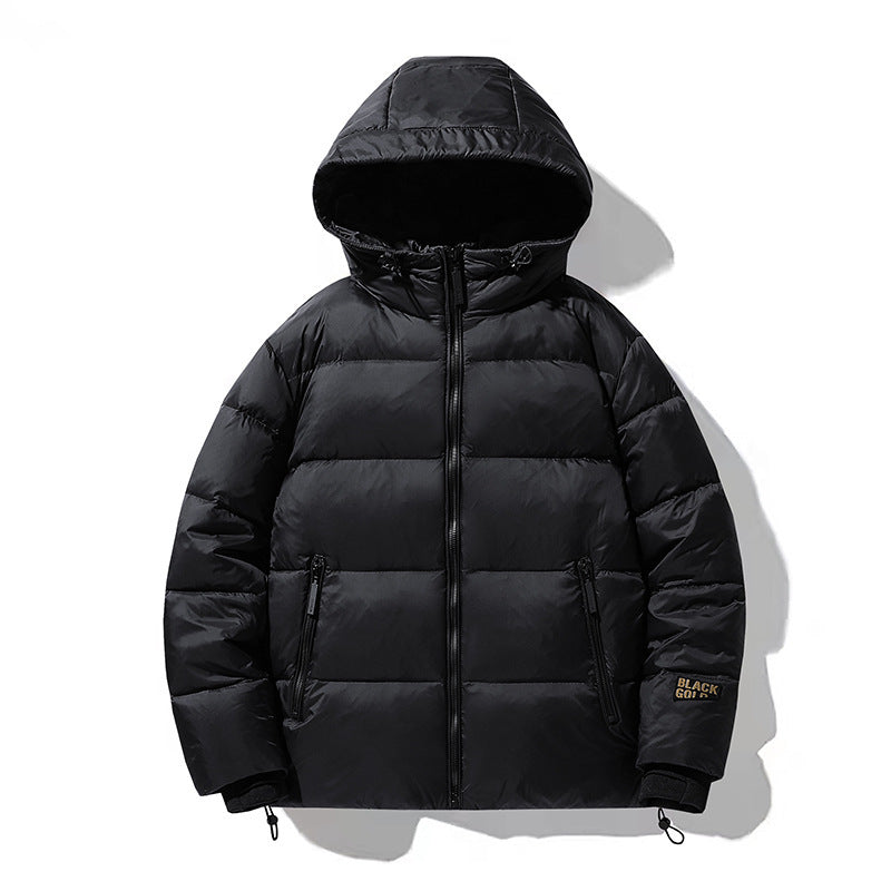 Men's quilted thermal down jacket with hood, windproof shell and adjustable hem Chichicherry