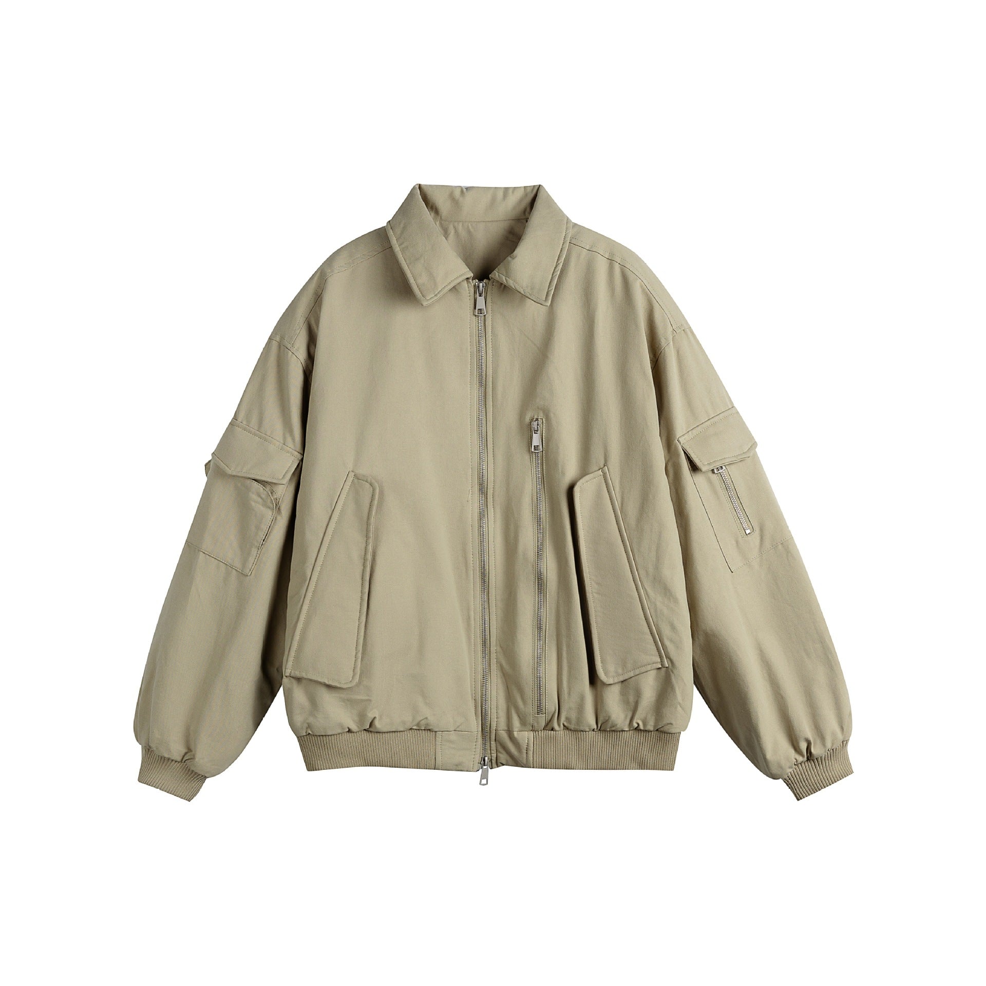 Unisex Boxy Utility Blouson Jacket with Zip Details and Functional Flap Pockets Chichicherry