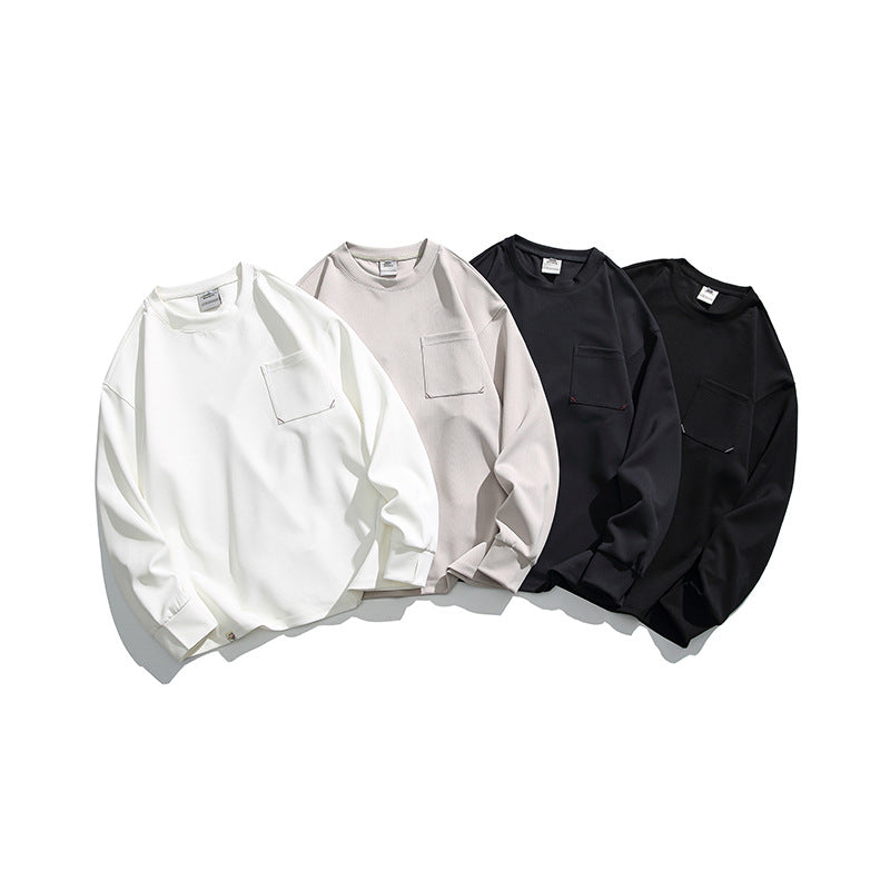 Unisex Oversize Rib Long Sleeve Shirt with Chest Pocket, Raglan Sleeves and Ribbed Cuffs Chichicherry