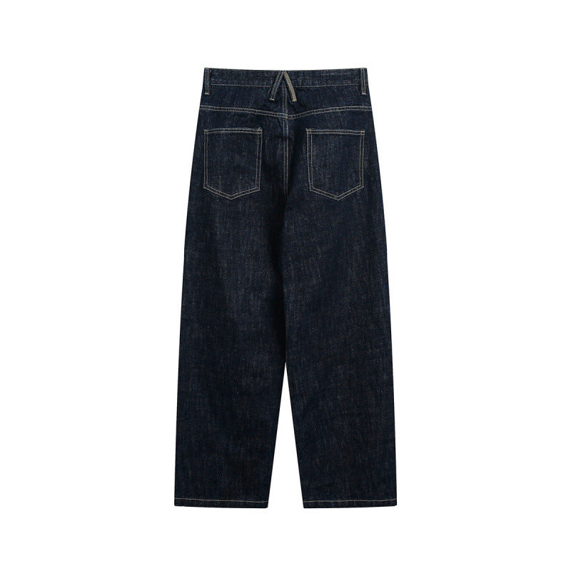 Women High-Waist Straight-Leg Raw-Denim Jeans with Relaxed Fit and Five-Pocket Design Chichicherry