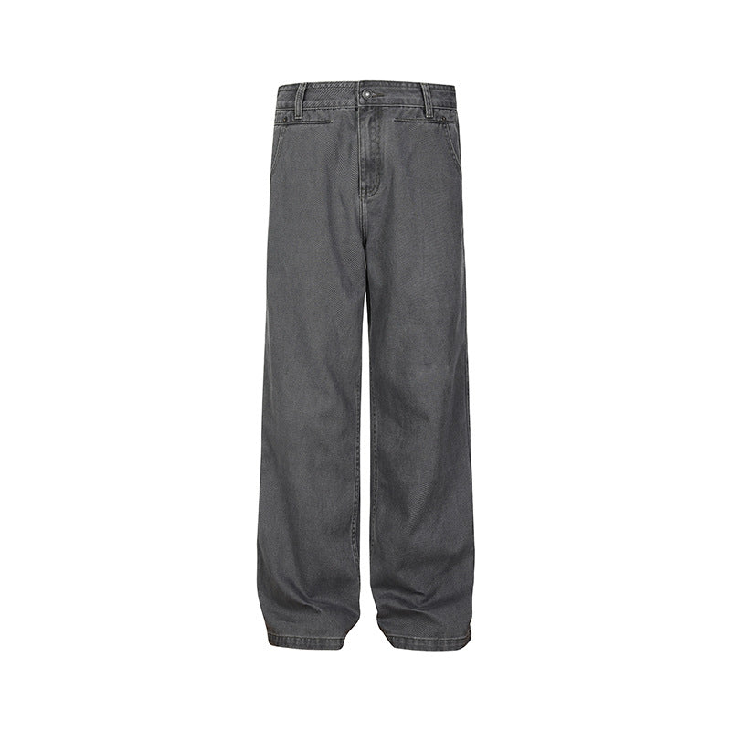 Men's Wide Canvas Pants in Palazzo Cut with High Waist Fit and Straight Leg Chichicherry