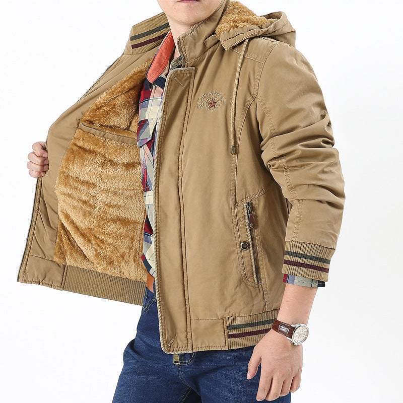 Men's Lightweight Utility Bomber Jacket with Teddy lining and Hood Chichicherry