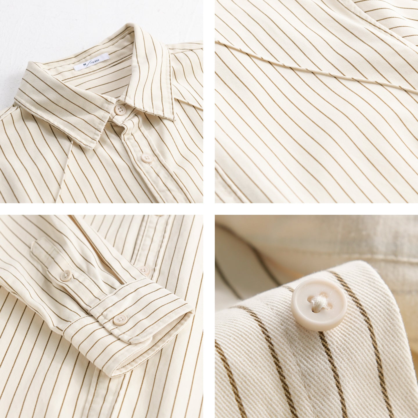 Men's Lightweight Striped Overshirt with Kent Collar and Raglan Sleeves Chichicherry