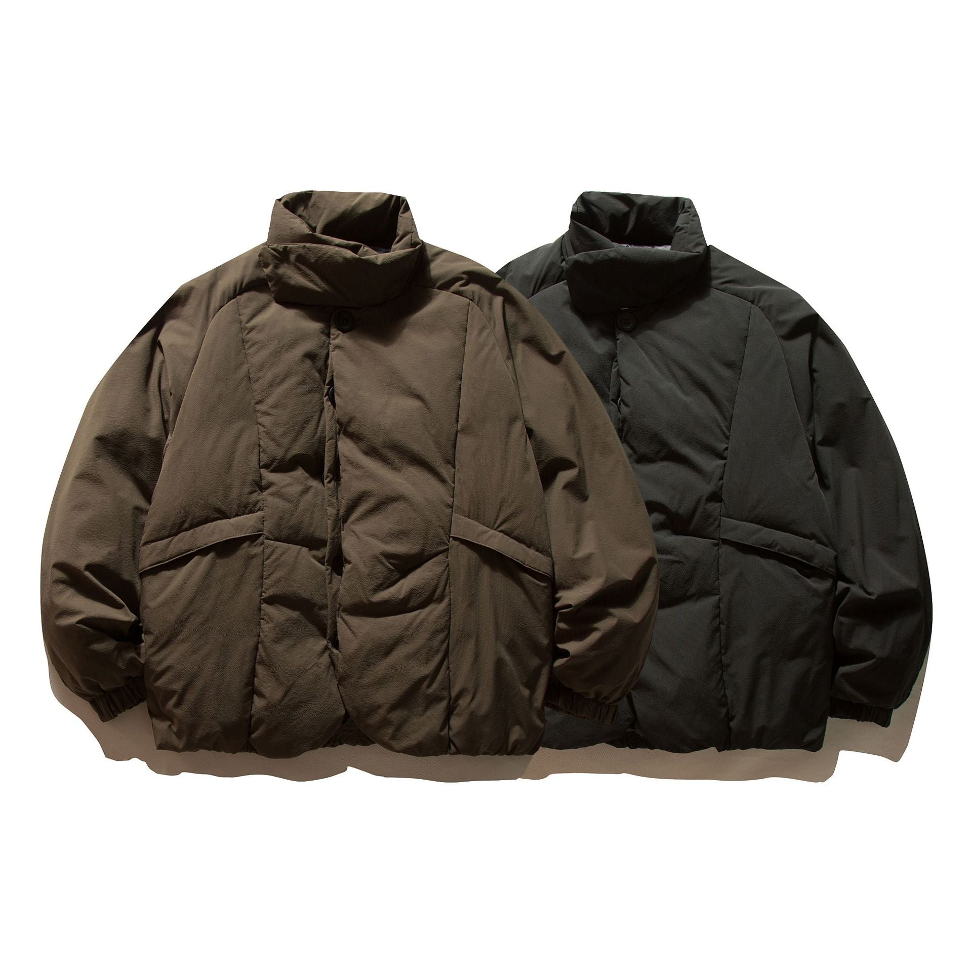 Men's Boxy Thermal Puffer Jacket with overlapping stand-up collar and patch flap pockets Chichicherry