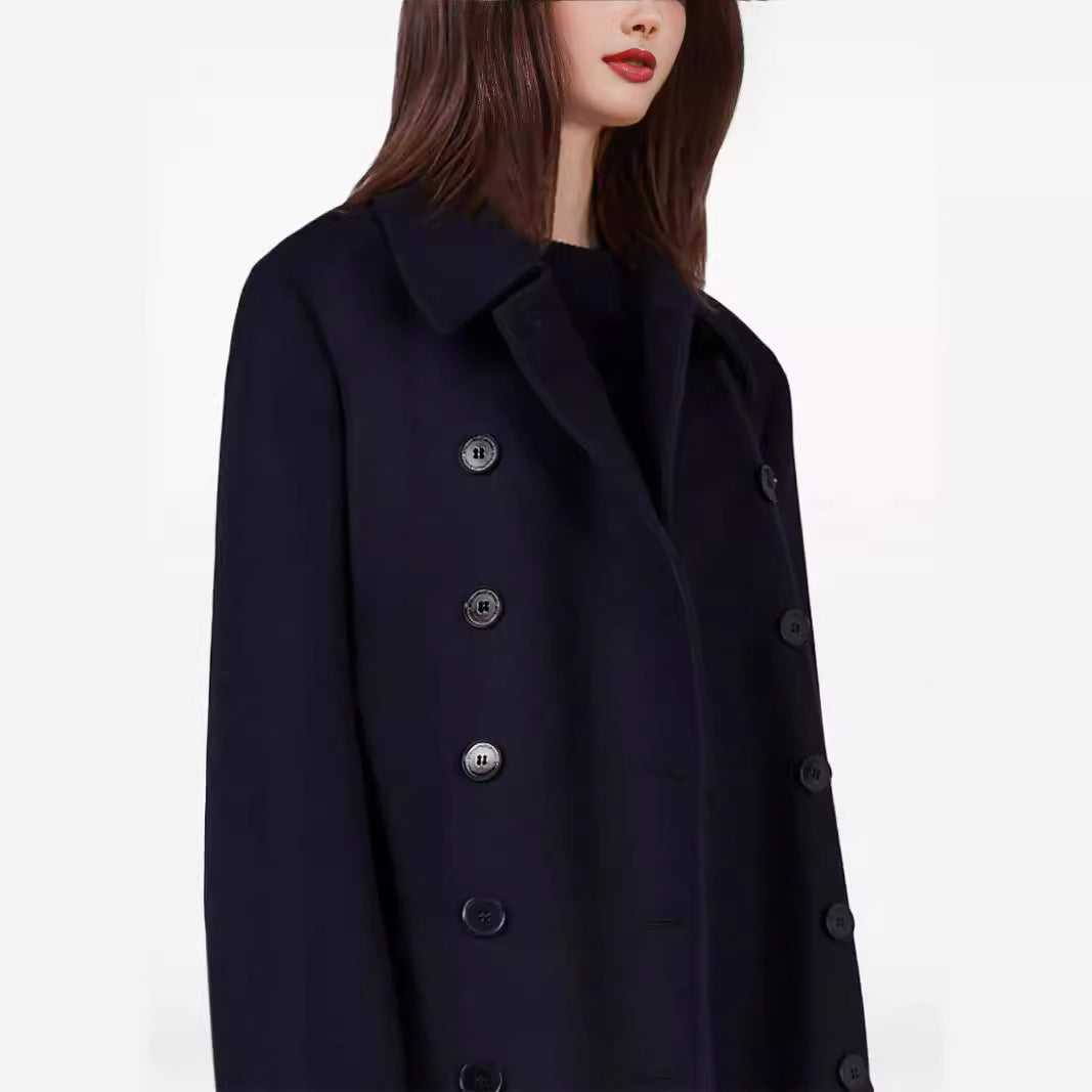 Women’s maximal long double-breasted wool coat with loose oversized fit Chichicherry