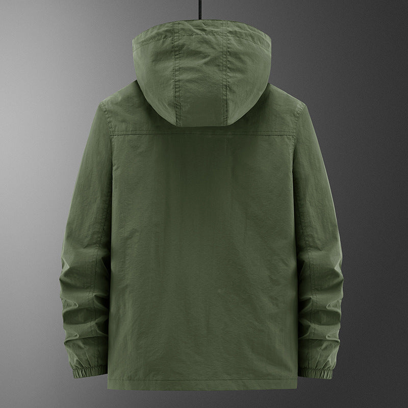 Men's Lightweight Outdoor Field Jacket with Hood, four patch pockets and concealed zipper Chichicherry