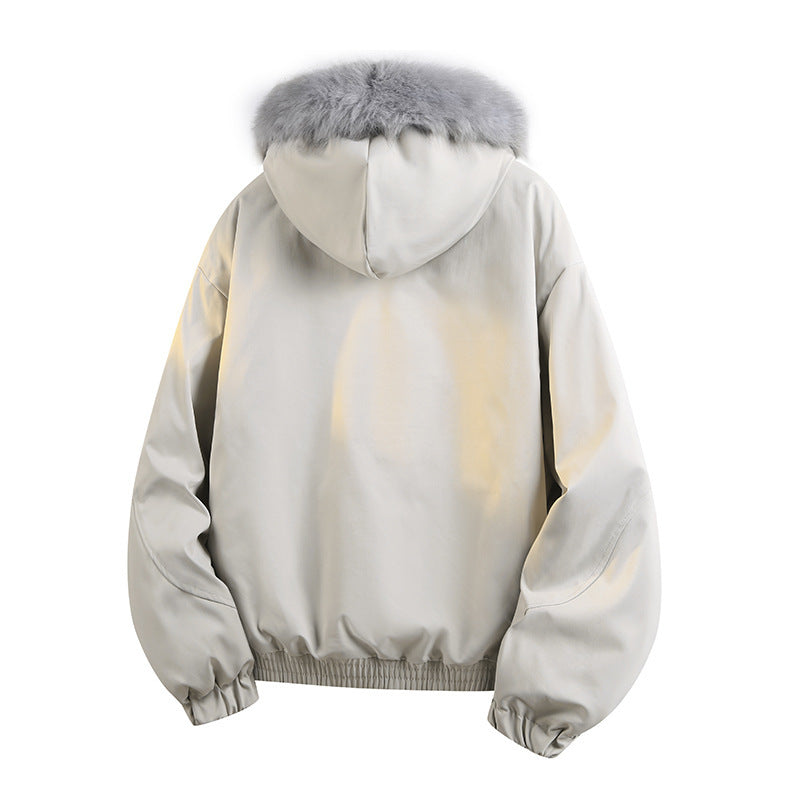 Women's Padded Hooded Bomber Jacket with Faux Fur Collar Chichicherry